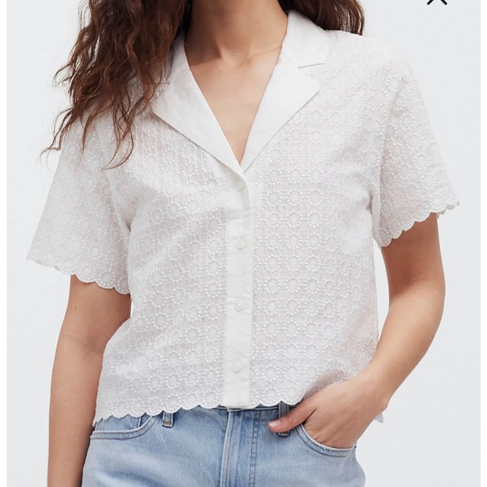 Madewell Eyelet Semisheer Resort Shirt sz XL